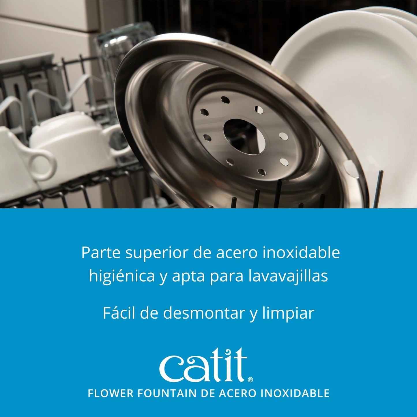 Catit Flower Fountain Acero Inoxidable (3 Litros) - Fuente para Gatos