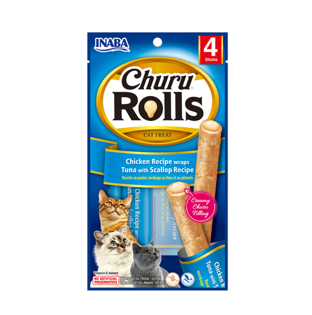Churu Rolls Chicken Wraps Tuna with Scallop - Snacks para Gatos