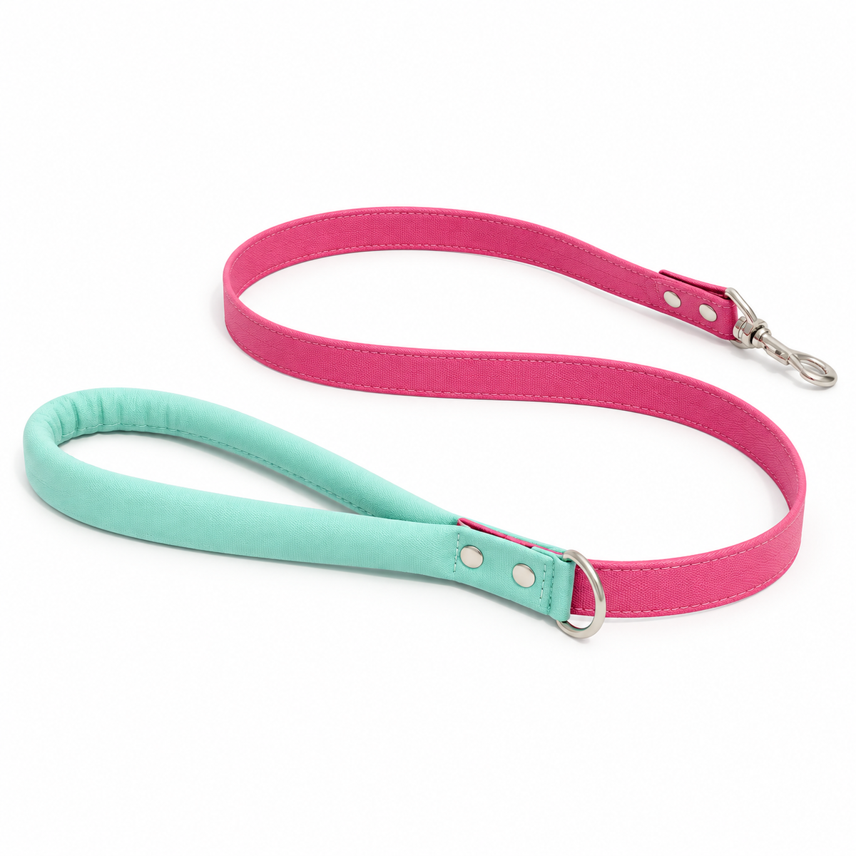 Correa Cuero Fucsia/Turquesa - Correas para Perros