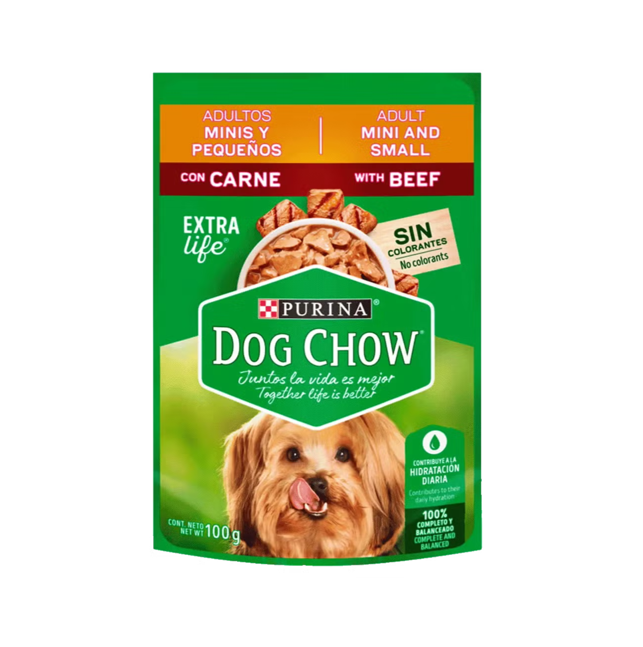 Dog Chow Pouch Adultos Mini y Pequeños Carne - Alimento para Perros