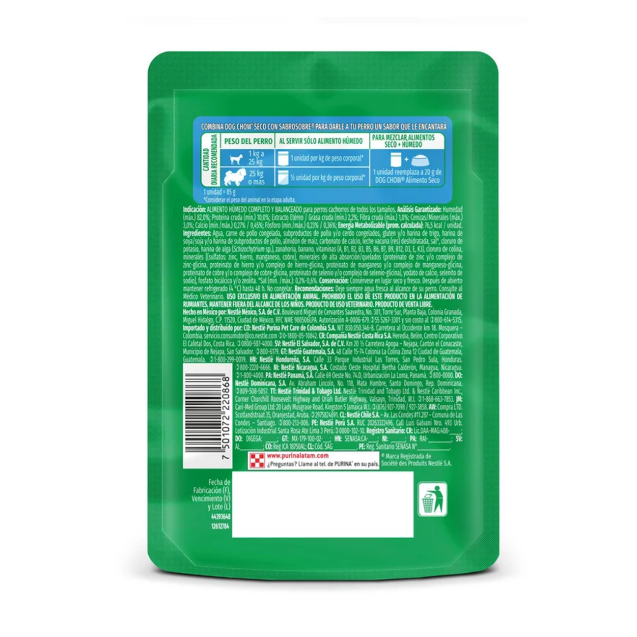 Dog Chow Pouch Cachorros Pollo - Alimento Húmedo para Perros