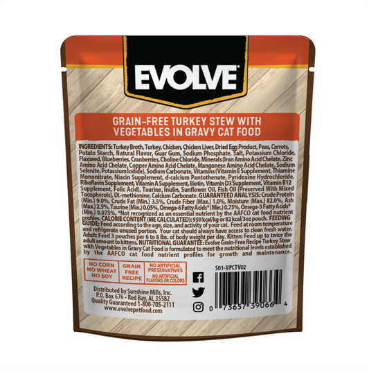 Evolve Cat Grain Free Pavo y Vegetales - Alimento Húmedo para Gatos