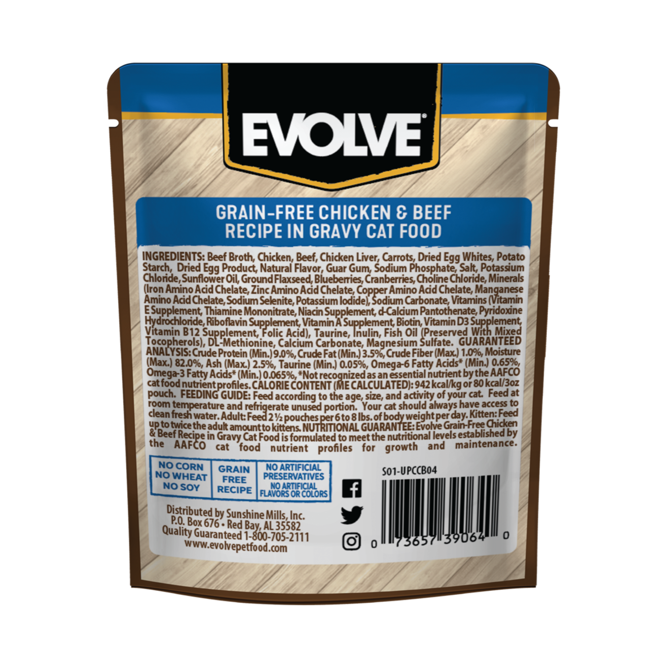 Evolve Cat Grain Free Pouch Pollo y Res - Alimento Húmedo para Gatos