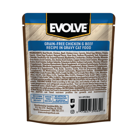 Evolve Cat Grain Free Pouch Pollo y Res - Alimento Húmedo para Gatos