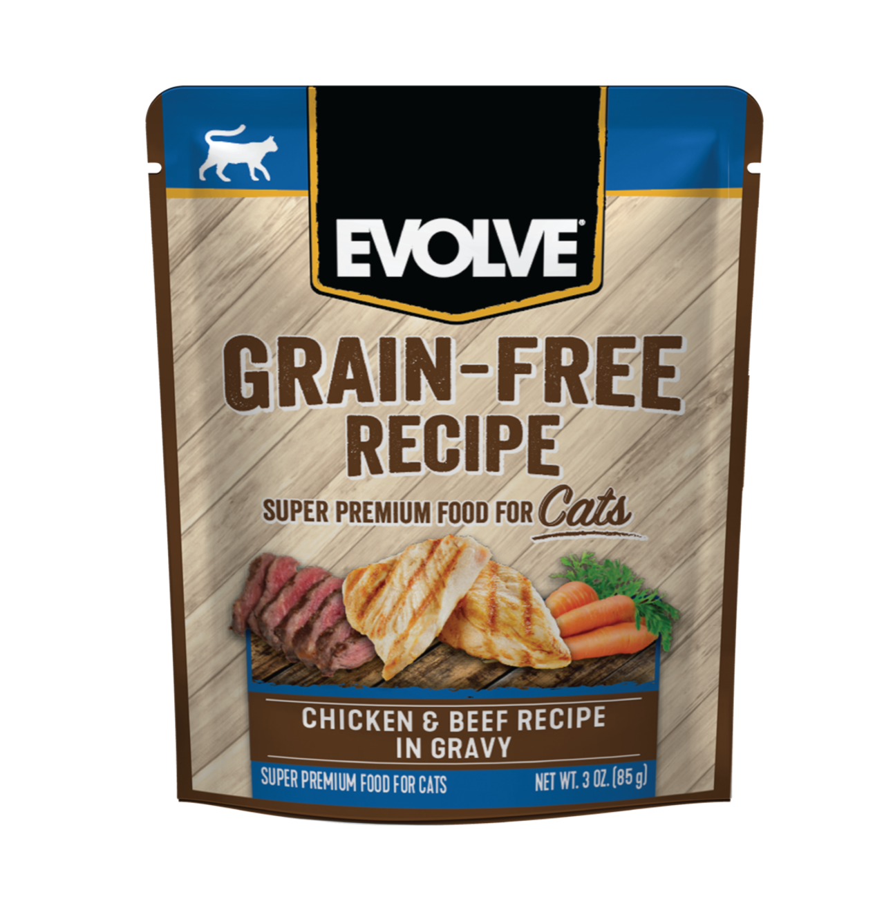 Evolve Cat Grain Free Pouch Pollo y Res - Alimento Húmedo para Gatos