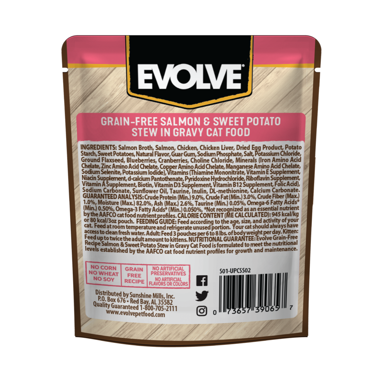 Evolve Cat Grain Free Pouch Salmón y Papa Dulce - Alimento Húmedo para Gatos