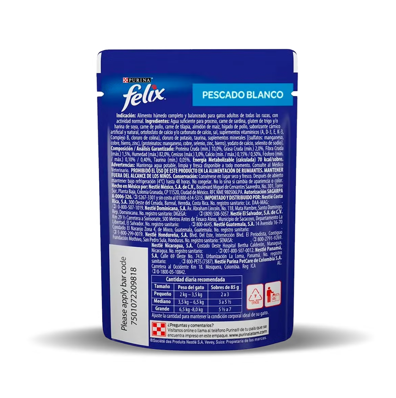 Felix Pouch con Pescado Blanco - Alimento Húmedo para Gatos