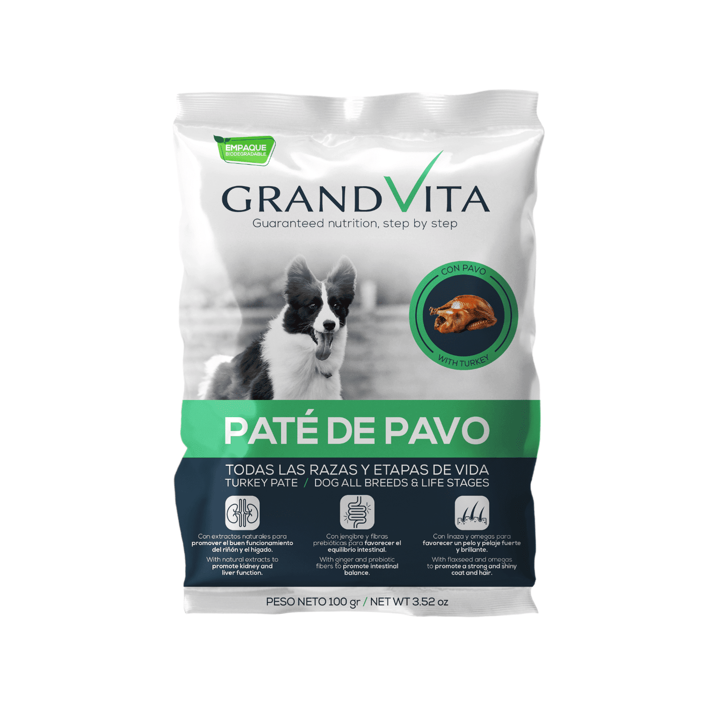 Grand Vita Paté de Pavo - Alimento Húmedo para Perros