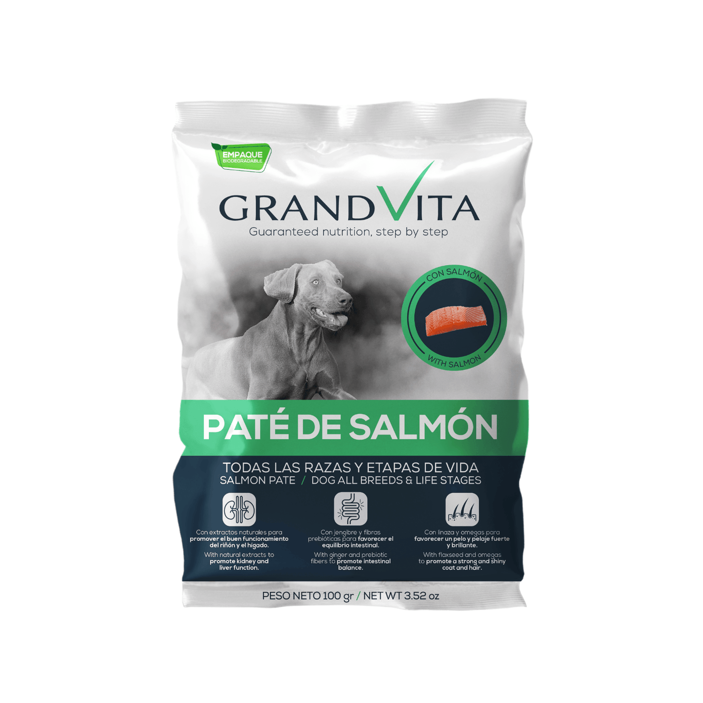 Grand Vita Paté de Salmón - Alimento Húmedo para Perros