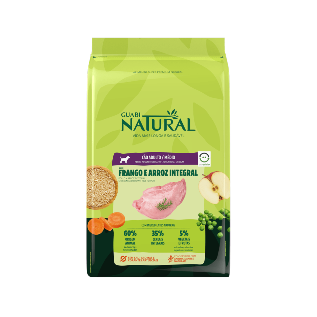 Guabi Natural Perro Adulto Mediano Pollo y Arroz Integral - Alimento para Perros