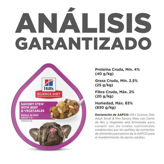 Hills Adult Small and Mini Beef Tray - Alimento Húmedo para Perros