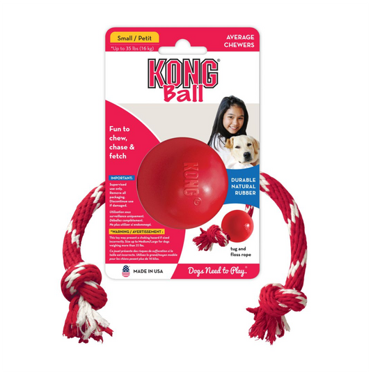 Kong Ball with Rope Small - Juguetes para Perros