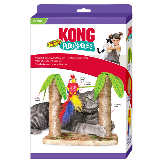 Kong Play Spaces Tiki Twirl - Juguetes y Rascadores para Gatos