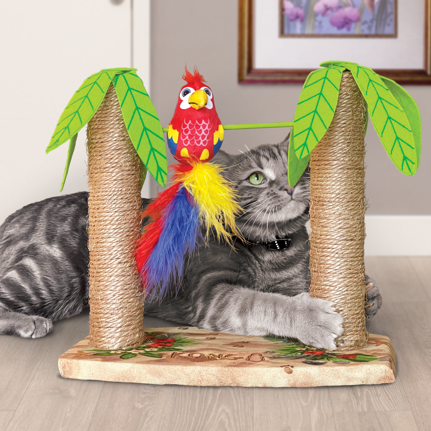 Kong Play Spaces Tiki Twirl - Juguetes y Rascadores para Gatos