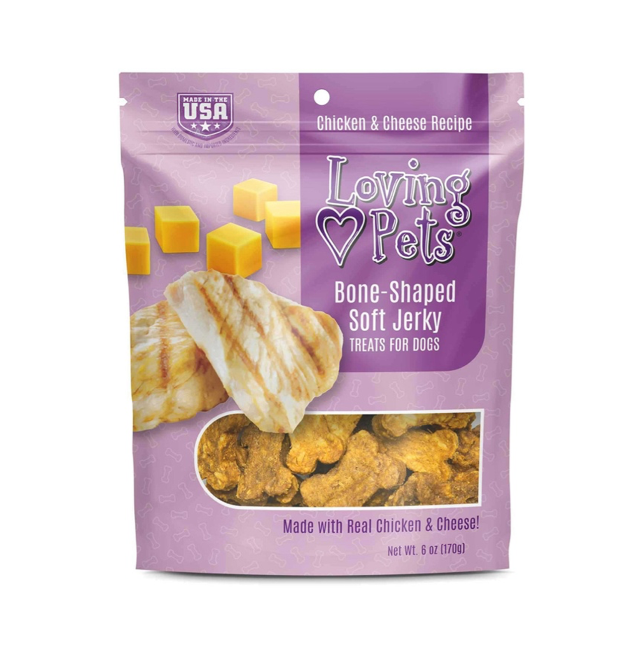 Loving Pets Bone-Shaped Soft Jerky Chicken and Cheese - Snacks para Perros