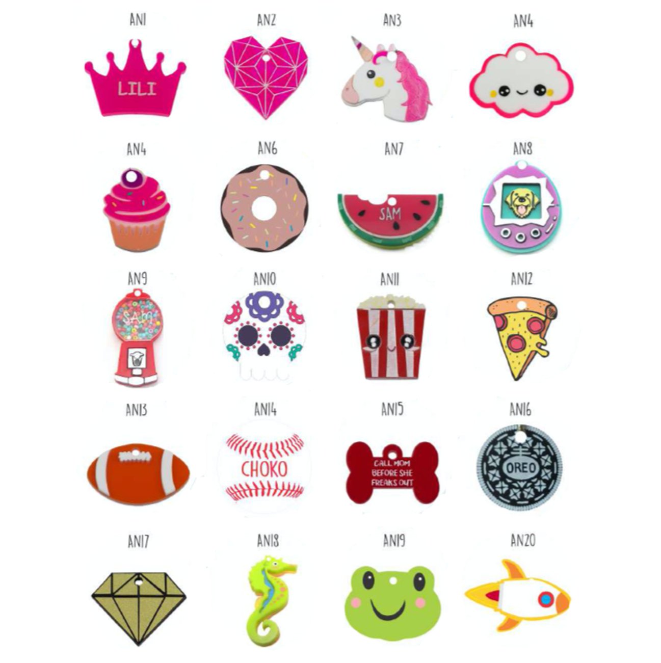 Placa de Identificación Animados para Perros y Gatos