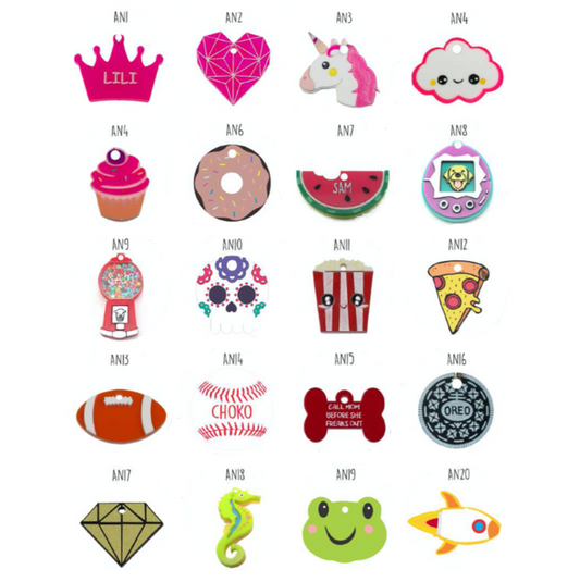 Placa de Identificación Animados para Perros y Gatos
