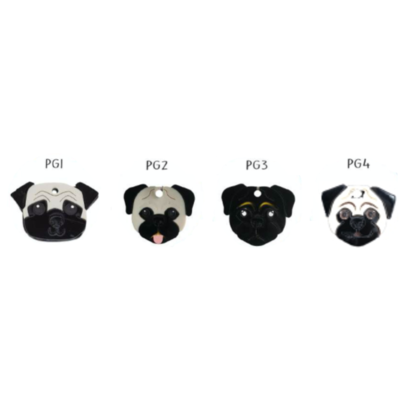 Placa de Identificación Pug - Placas de Identificación para Perros