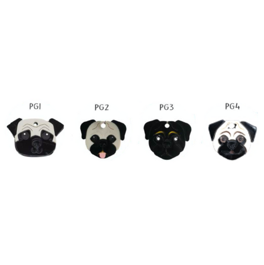 Placa de Identificación Pug - Placas de Identificación para Perros