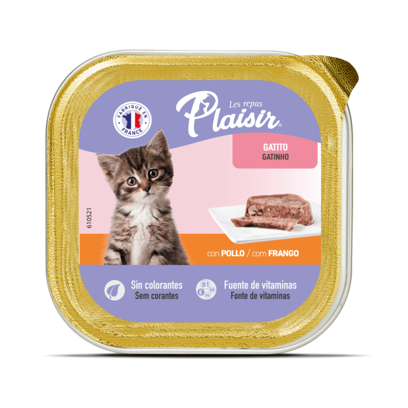 Plaisir Gatitos Pate con Pollo - Alimento Húmedo para Gatos