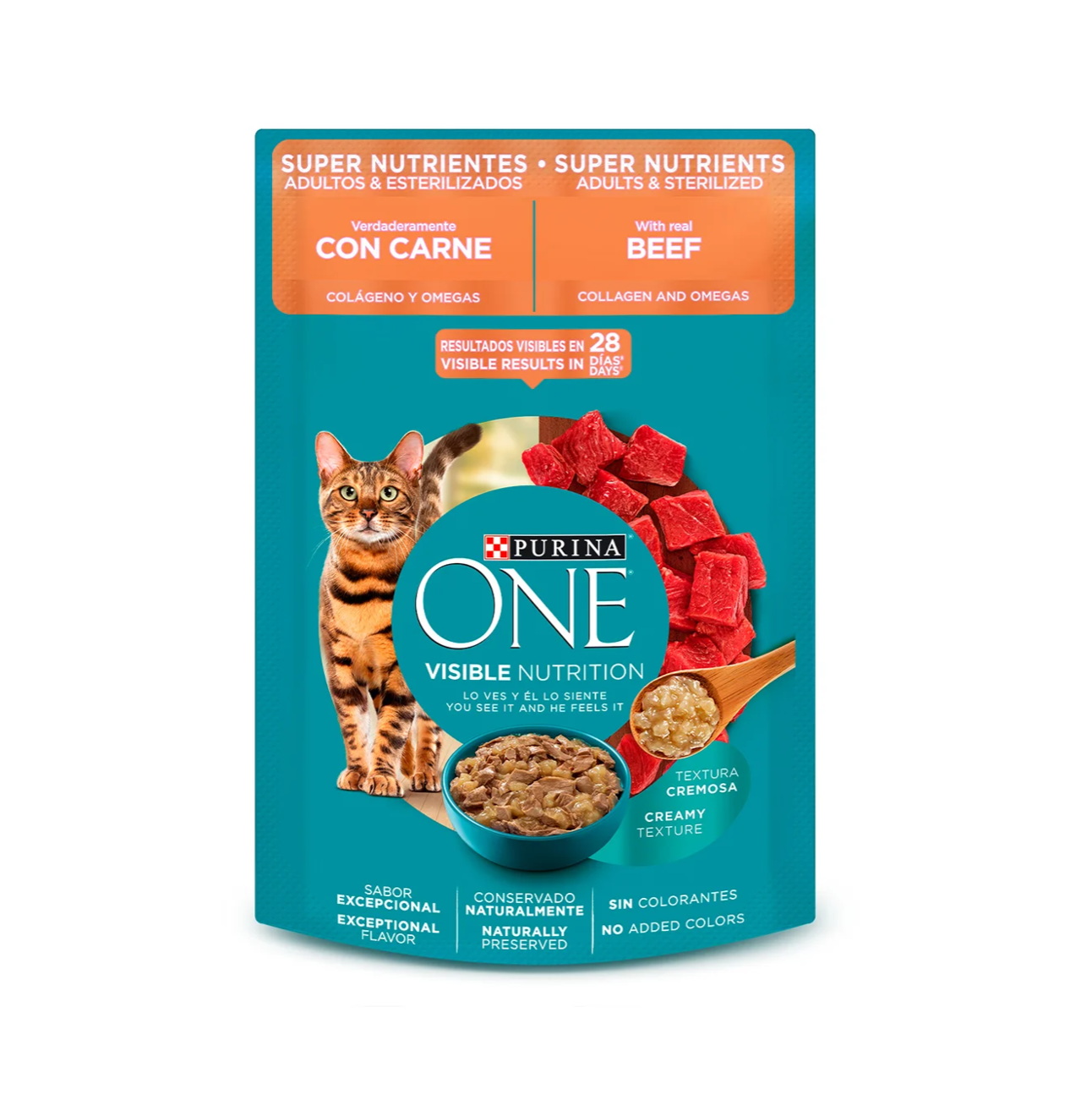 Purina One Super Nutrientes Carne Gatos Adultos y Esterilizados - Alimento Húmedo para Gatos