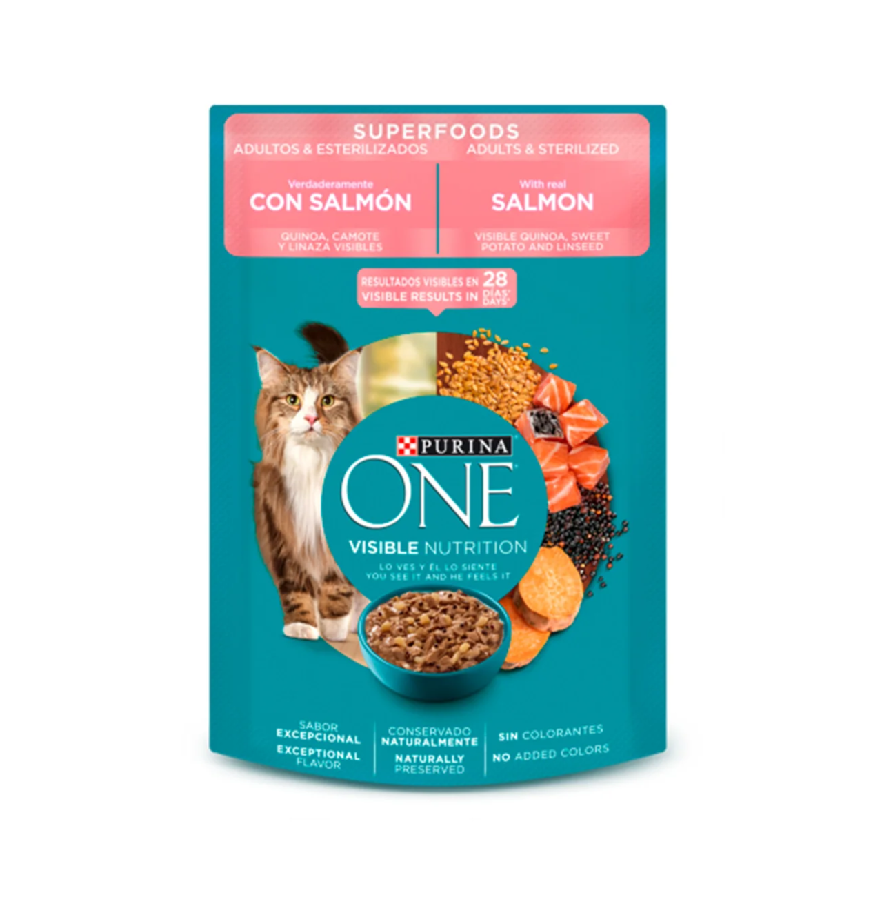Purina One Superfoods Salmón Gatos Adultos y Esterilizados - Alimento Húmedo para Gatos