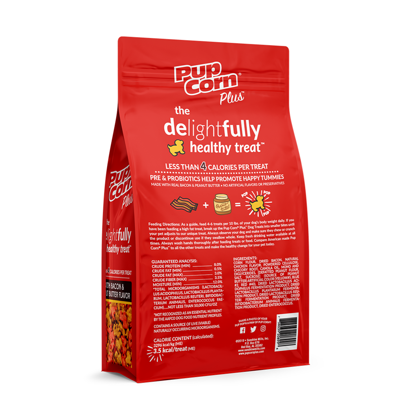 Pup Corn Plus Tocineta y Mantequilla de Maní - Snacks para Perros