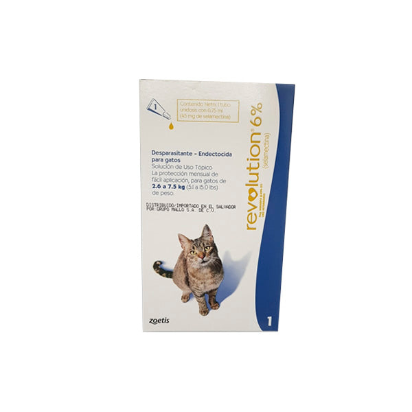 Revolution 6% para Gatos de 2.6 KG a 7.5 KG (0,75 ML) - Antipulgas para Gatos