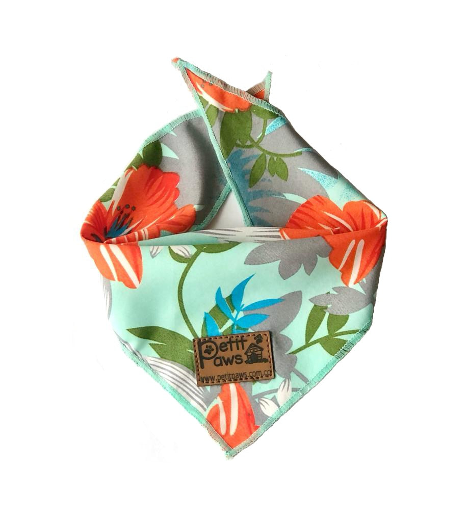Pañoleta Menta Flores Petit Paws - Pañoletas para Perros y Gatos
