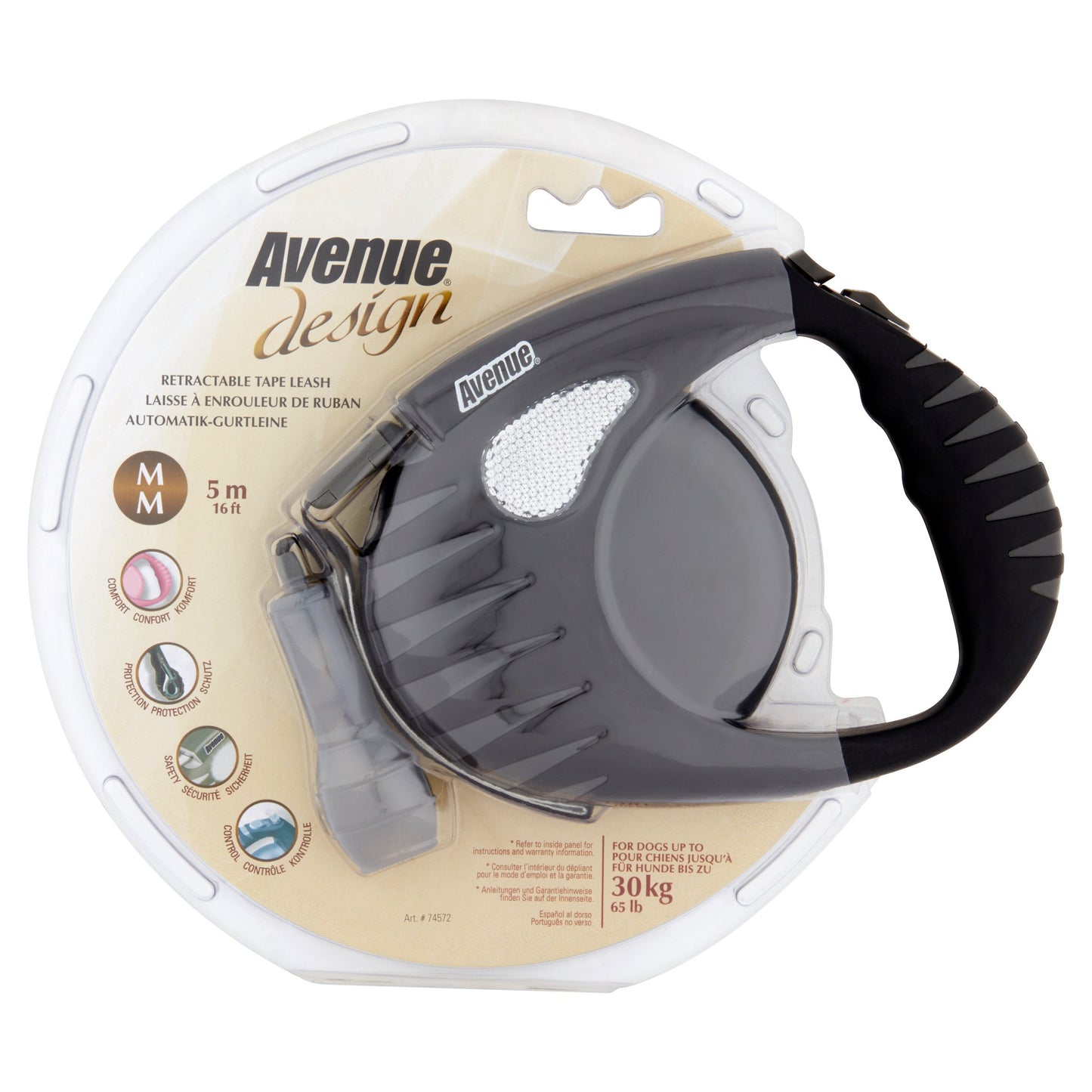 Correa Retráctil Cinta Avenue Design Negro - Correa Retráctil para Perros