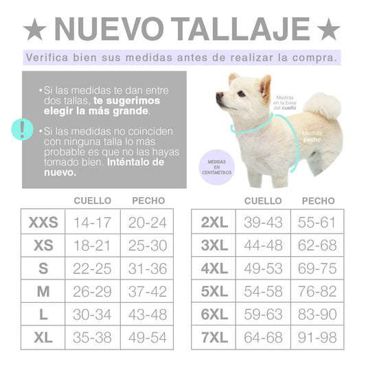 Cuadro de tallas ropa para perros y gatos Wawaw