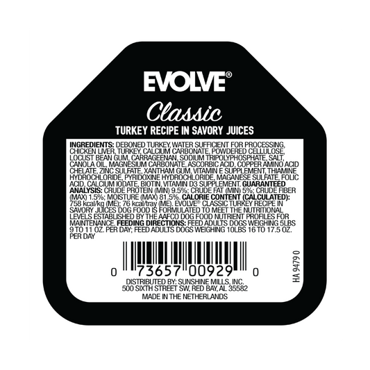 Evolve Classic Crafted Meals Pavo - Alimento Húmedo para Perros