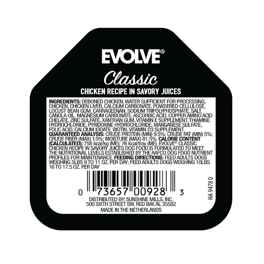 Evolve Classic Crafted Meals Pollo - Alimento Húmedo para Perros