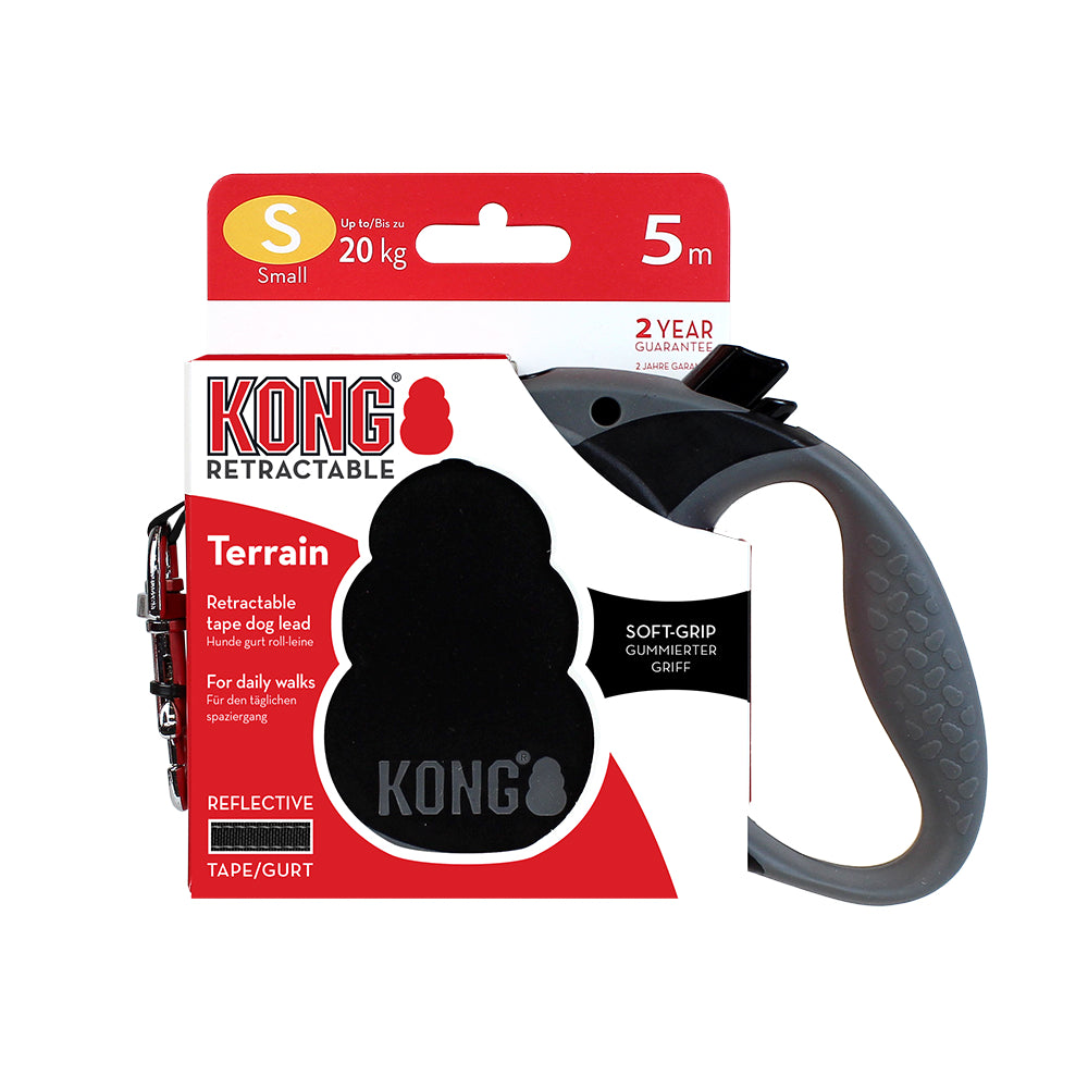 Kong Correa Retráctil Terrain Negro - Correa Retráctil para Perros