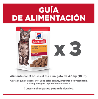 Hills Adult Tender Chicken Dinner Pouch - Alimento Húmedo para Gatos