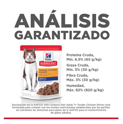 Hills Senior 7+ Tender Chicken Dinner Pouch - Alimento Húmedo para Gatos