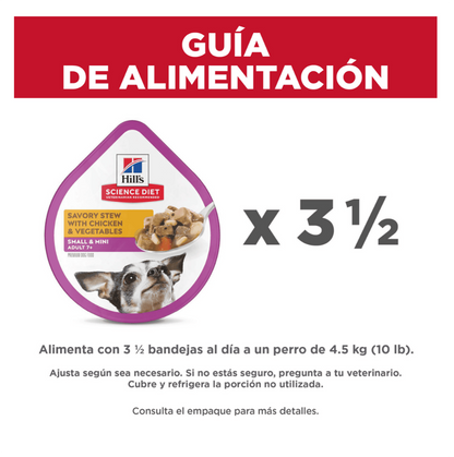 Hills Adult 7+ Small and Mini Chicken Tray - Alimento Húmedo para Perros