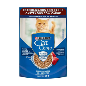 Cat Chow Pouch Esterilizados Carne - Alimento Húmedo para Gatos