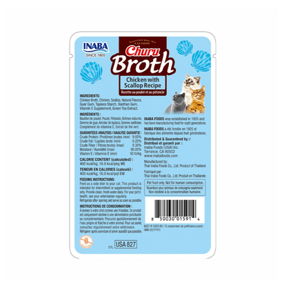 Churu Cat Broth Pollo con Vieiras - Alimento Húmedo para Gatos