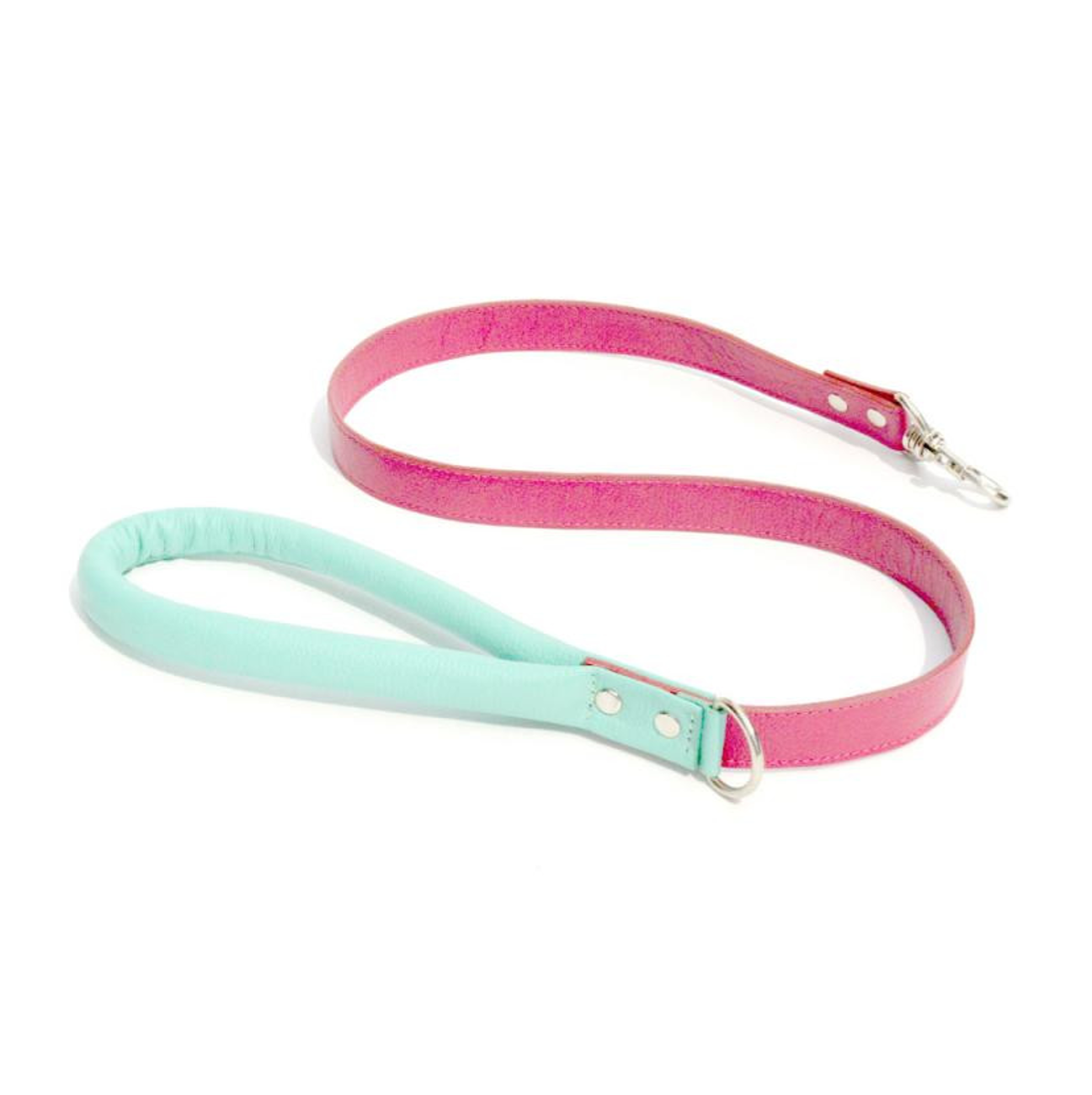 Correa Cuero Fucsia/Turquesa - Correas para Perros