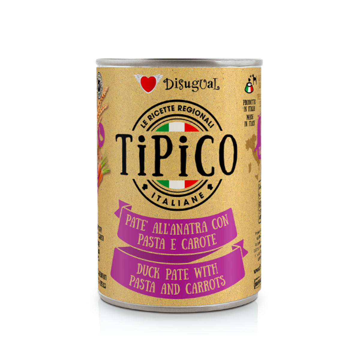 Disugual Tipico Dog Pato con Pasta y Zanahoria - Alimento para Perro