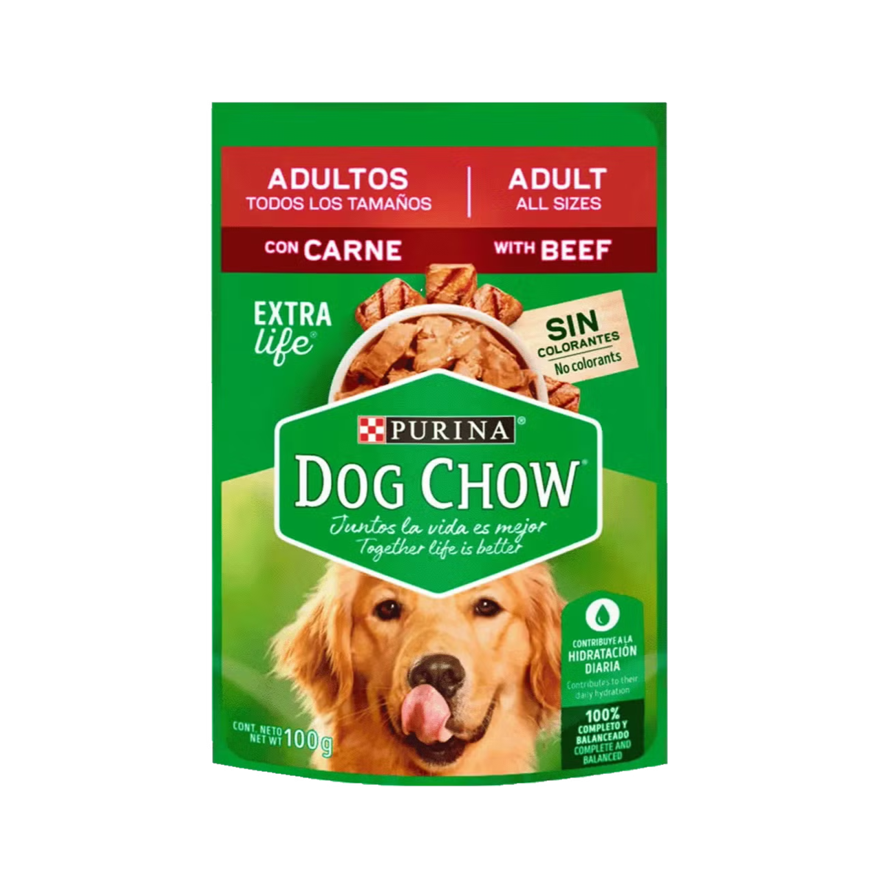 Dog Chow Pouch Adultos Carne - Alimento Húmedo para Perros