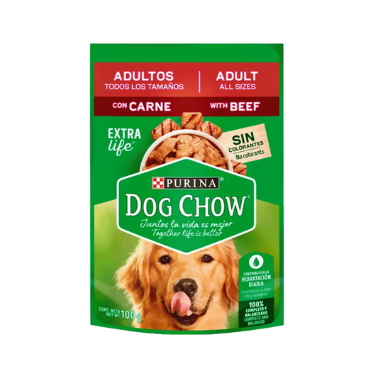 Dog Chow Pouch Adultos Carne - Alimento Húmedo para Perros