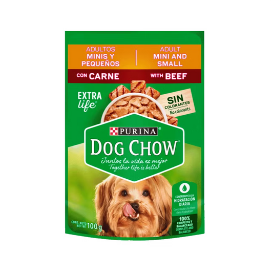 Dog Chow Pouch Adultos Mini y Pequeños Carne - Alimento para Perros