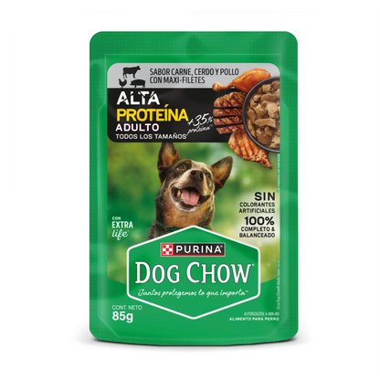 Dog Chow Pouch Alta Proteína - Alimento Húmedo para Perros