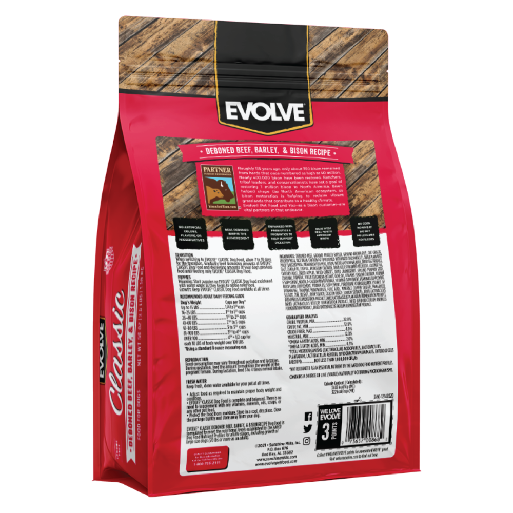 Evolve Classic Beef, Barley and Bison - Alimento para Perros