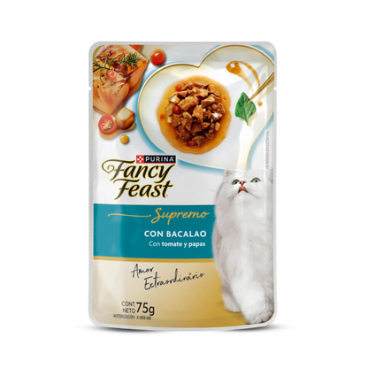 Fancy Feast Pouch Supremo con Bacalao - Alimento Húmedo para Gatos