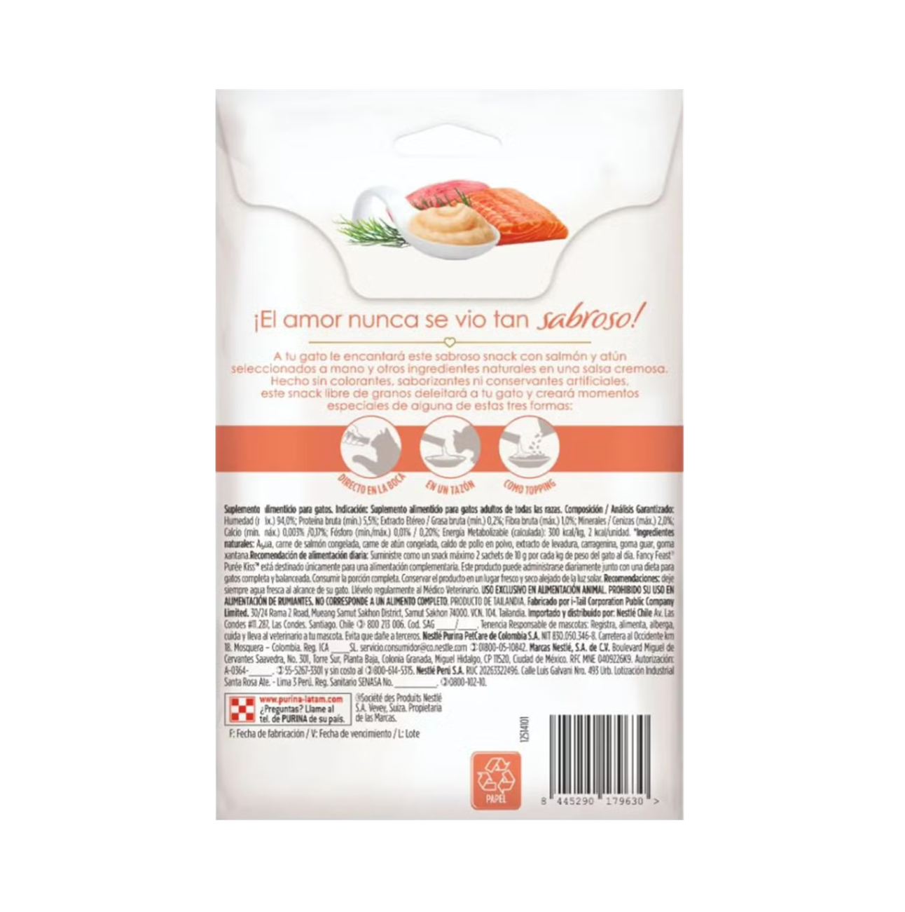 Fancy Feast Purée Kiss Atún y Salmón - Snacks para Gatos