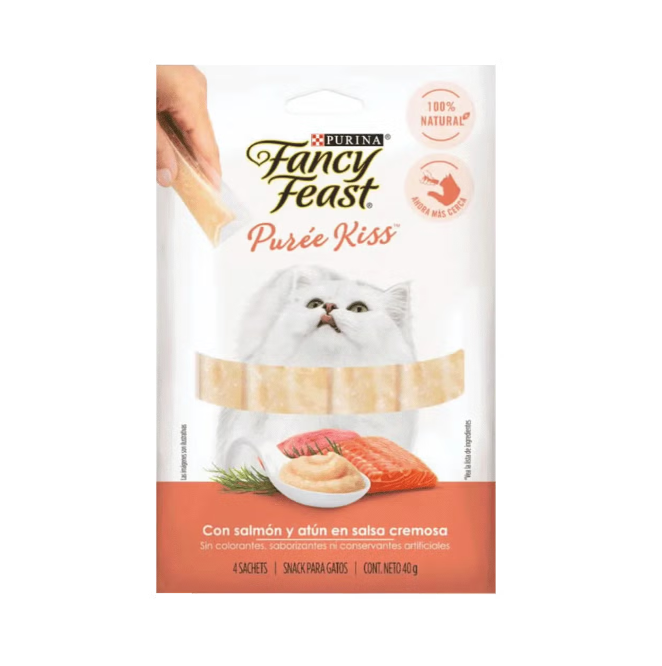 Fancy Feast Purée Kiss Atún y Salmón - Snacks para Gatos