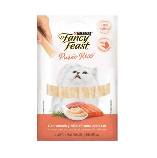 Fancy Feast Purée Kiss Atún y Salmón - Snacks para Gatos
